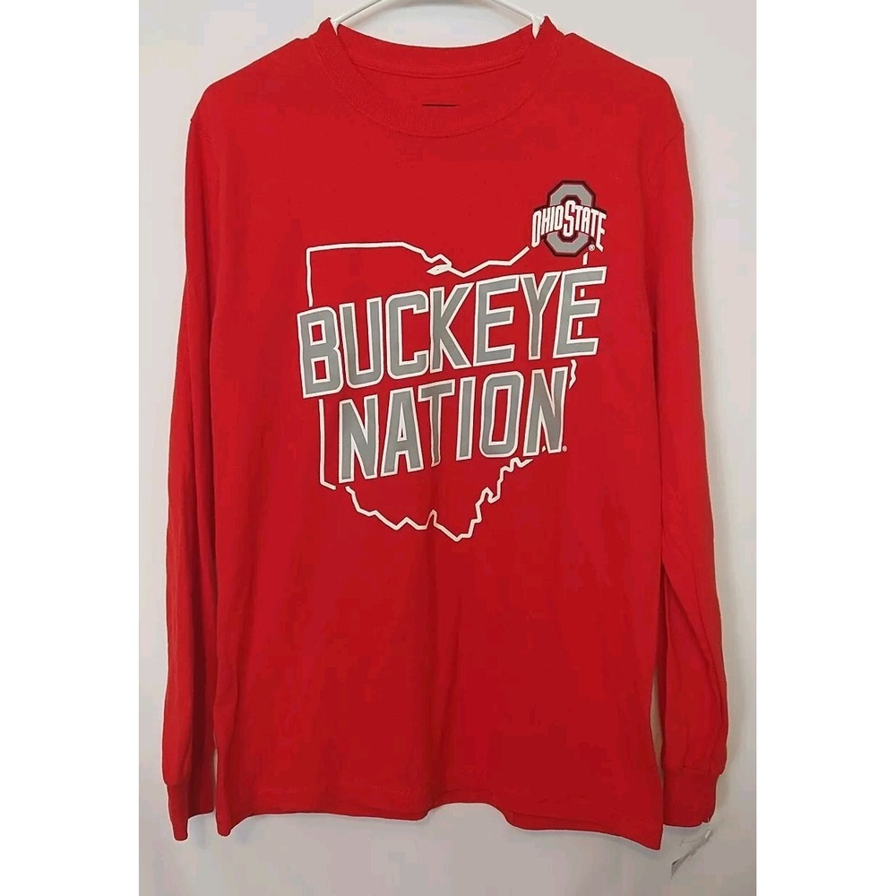 Ohio State Men's Buckeye Nation Red Long Sleeve Graphic Tshirts Small